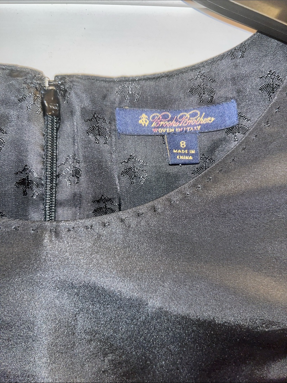 Brooks Brothers Black Satin Backless Sheath Dress